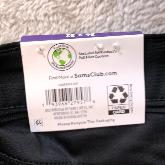NWT Members Mark Mens Performance Pants 36x32 Lot of Two Slim Fit Black Casual - Picture 9 of 13